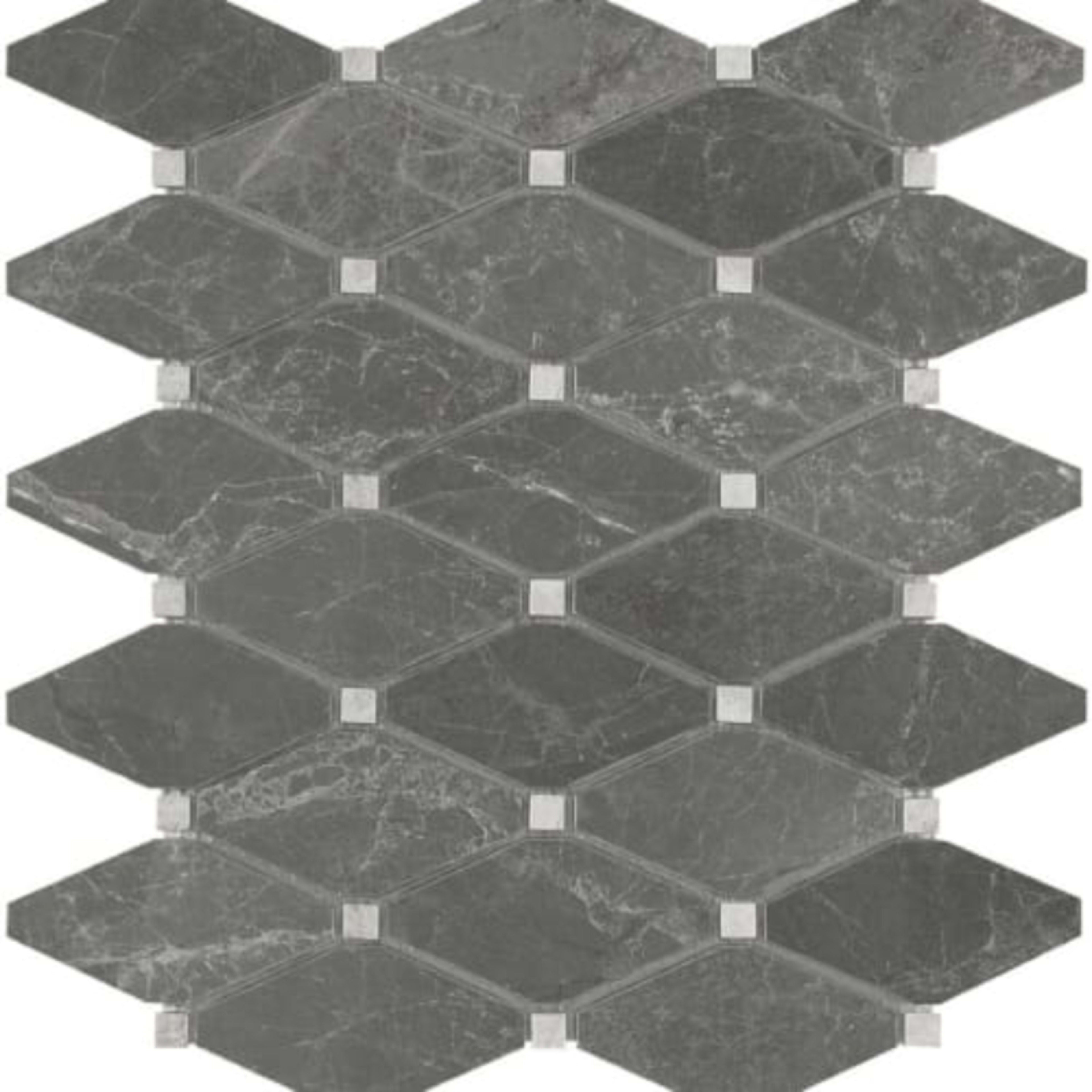 Stark Carbon in Clipped Diamond Polished Mosaics Natural Stone