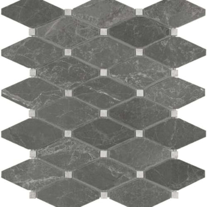 Stark Carbon in Clipped Diamond Polished Mosaics Natural Stone