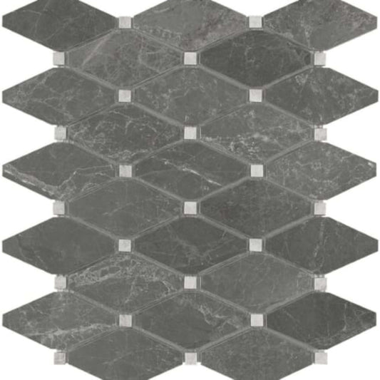 Stark Carbon in Clipped Diamond Polished Mosaics Natural Stone