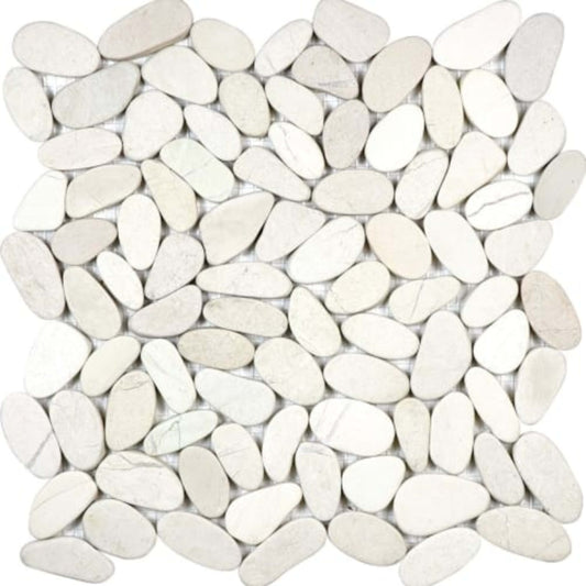 Zen in Serenity Ivory Flat Pebbles Natural Stone