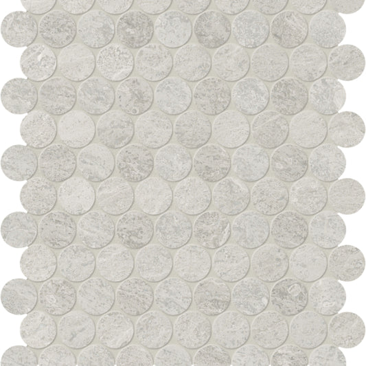Anciano Grigio in Penny Round Mosaic Honed Natural Stone