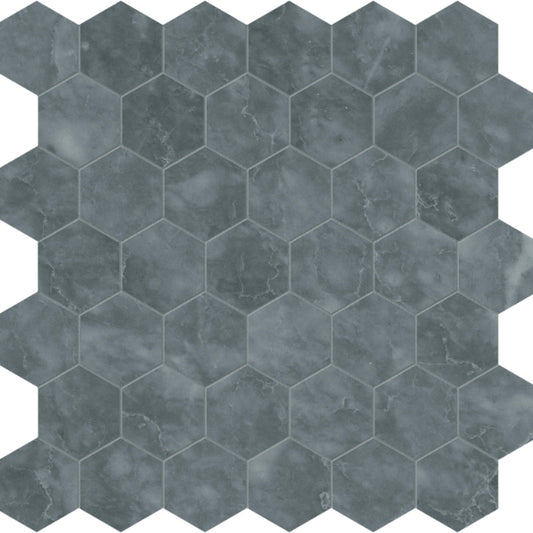 Aqua Intenso in Hexagon Mosaic Brushed Natural Stone