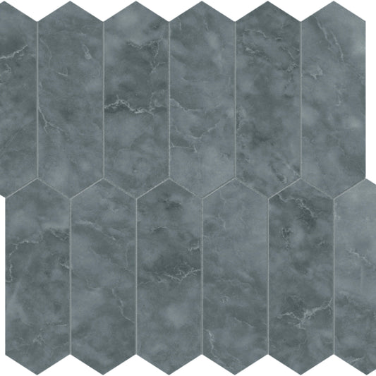 Aqua Intenso in Picket Mosaic Brushed Natural Stone
