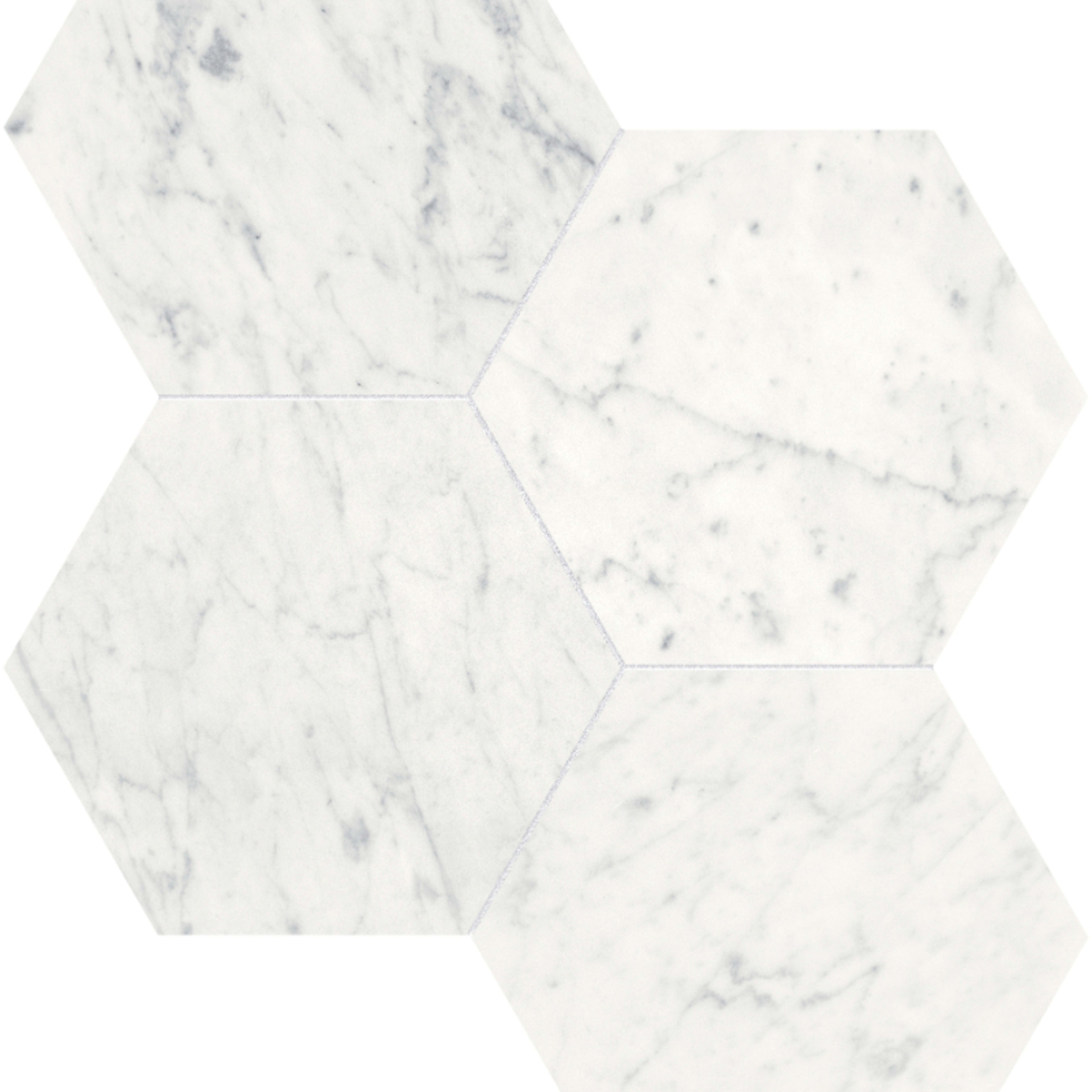 Eterna Bianco in Hexagon Mosaic 6in Honed Natural Stone