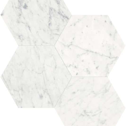 Eterna Bianco in Hexagon Mosaic 6in Honed Natural Stone