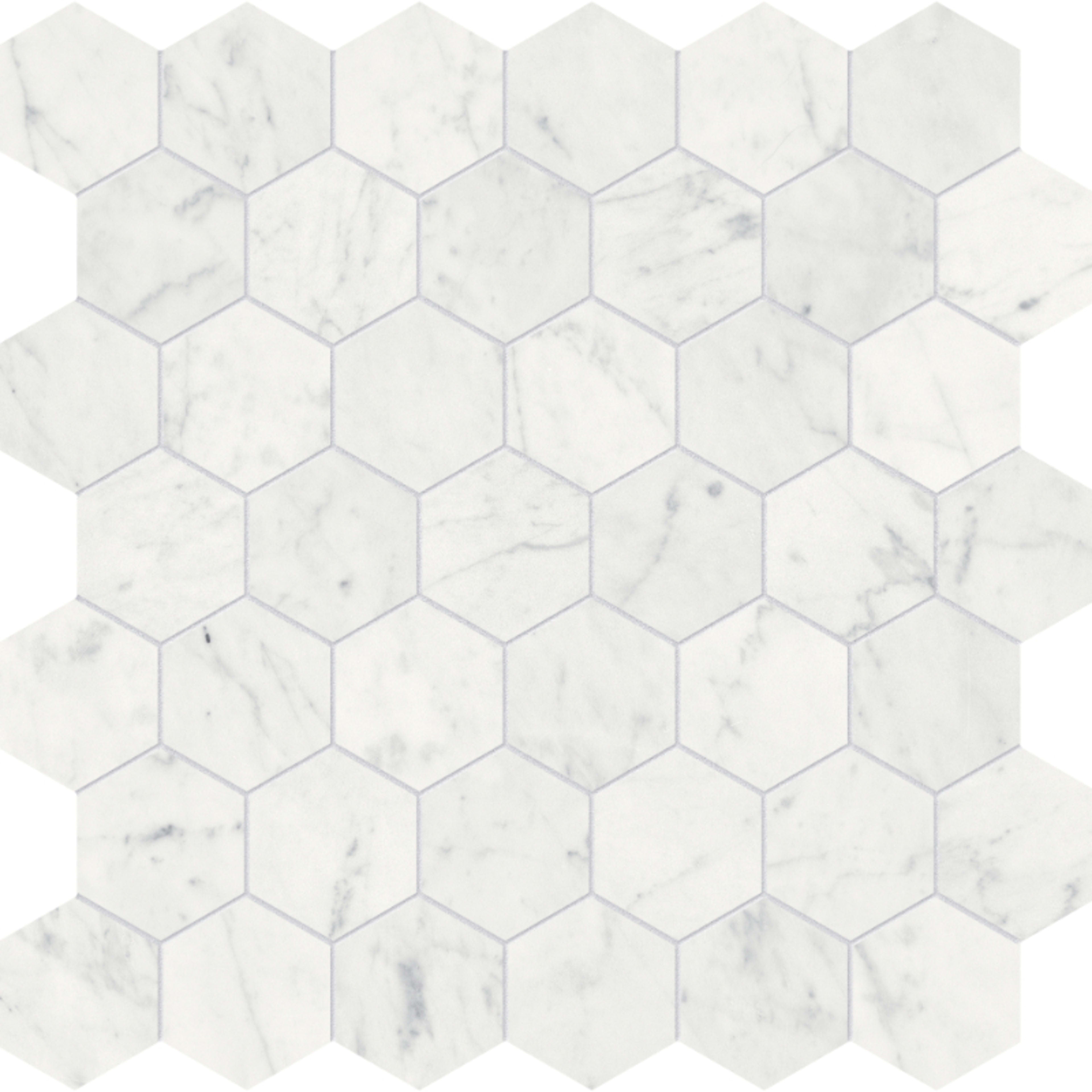 Eterna Bianco in Hexagon Mosaic 2in Honed Natural Stone