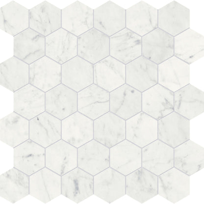 Eterna Bianco in Hexagon Mosaic 2in Polished Natural Stone