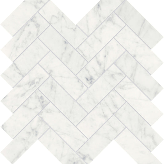 Eterna Bianco in Herringbone Mosaic Honed Natural Stone