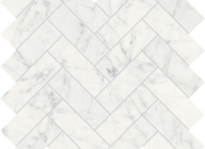 Eterna Bianco in Herringbone Mosaic Honed