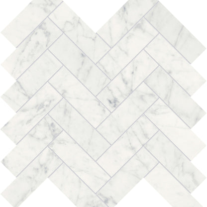 Eterna Bianco in Herringbone Mosaic Polished Natural Stone