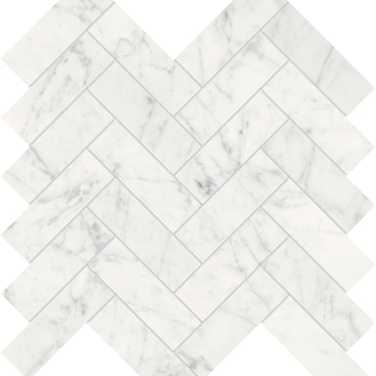 Eterna Bianco in Herringbone Mosaic Polished Natural Stone