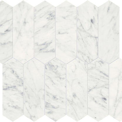 Eterna Bianco in Picket Mosaic 2x6 Polished Natural Stone