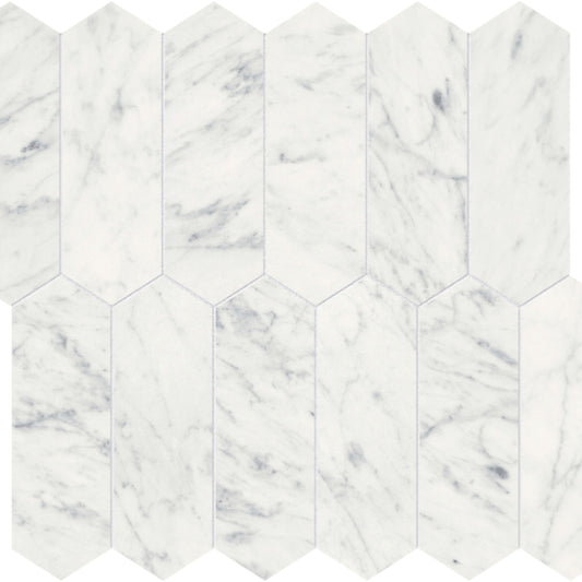 Eterna Bianco in Picket Mosaic 2x6 Polished Natural Stone
