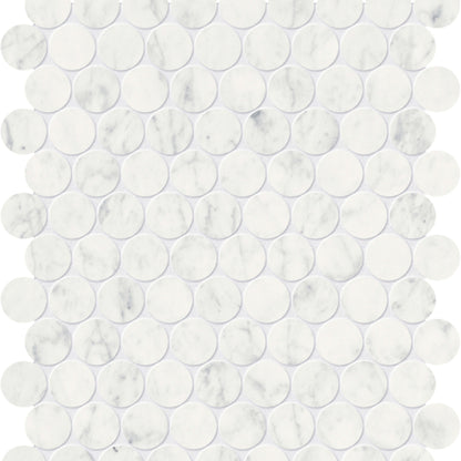 Eterna Bianco in Penny Round Mosaic Honed Natural Stone