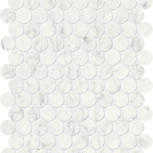 Eterna Bianco in Penny Round Mosaic Honed Natural Stone
