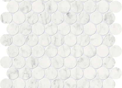 Eterna Bianco in Penny Round Mosaic Honed