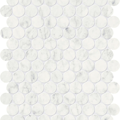 Eterna Bianco in Penny Round Mosaic Polished Natural Stone