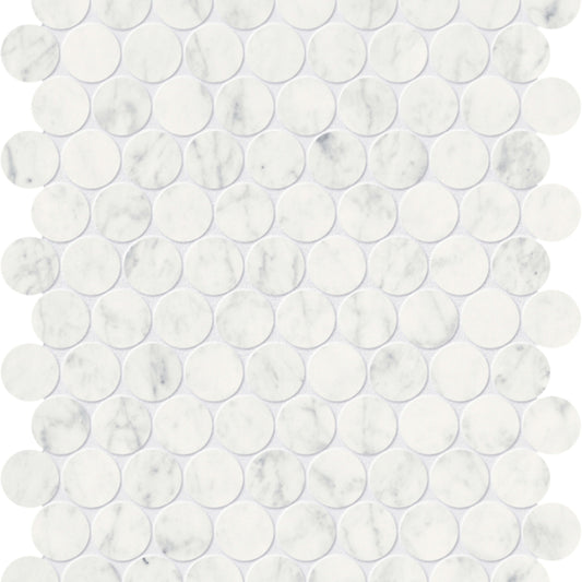 Eterna Bianco in Penny Round Mosaic Polished Natural Stone