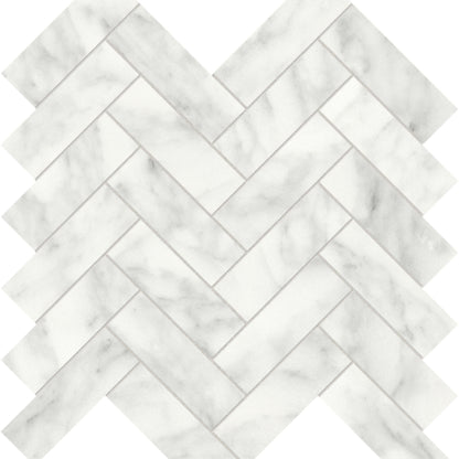 Cromo Bianco in Herringbone Mosaic Honed Natural Stone