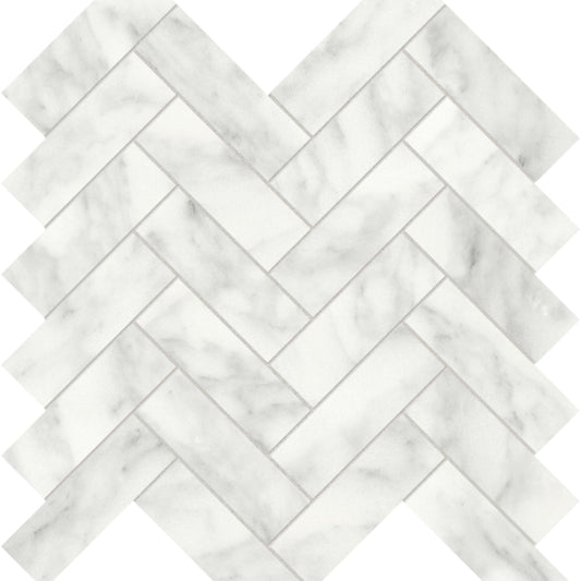 Cromo Bianco in Herringbone Mosaic Honed Natural Stone