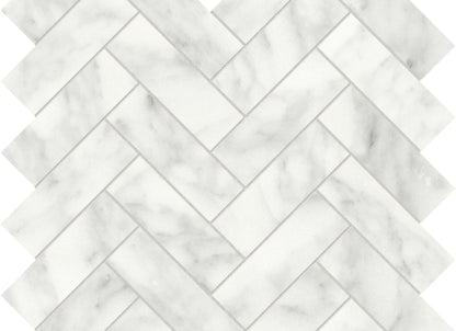 Cromo Bianco in Herringbone Mosaic Honed