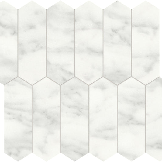 Cromo Bianco in Picket Mosaic Honed Natural Stone