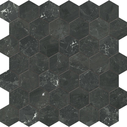 Galaxia Nero in Hexagon Mosaic Polished Natural Stone