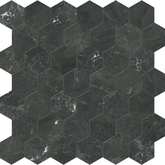 Galaxia Nero in Hexagon Mosaic Polished Natural Stone