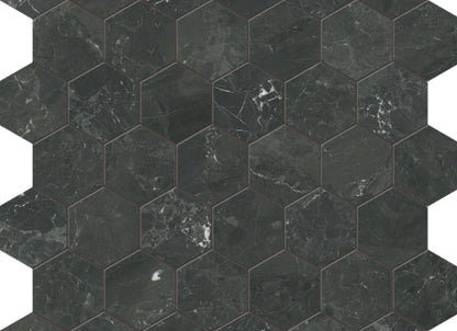 Galaxia Nero in Hexagon Mosaic Polished