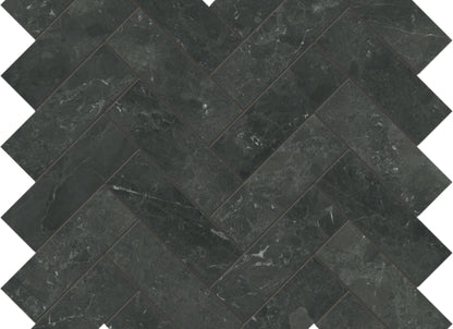 Galaxia Nero in Herringbone Mosaic Polished