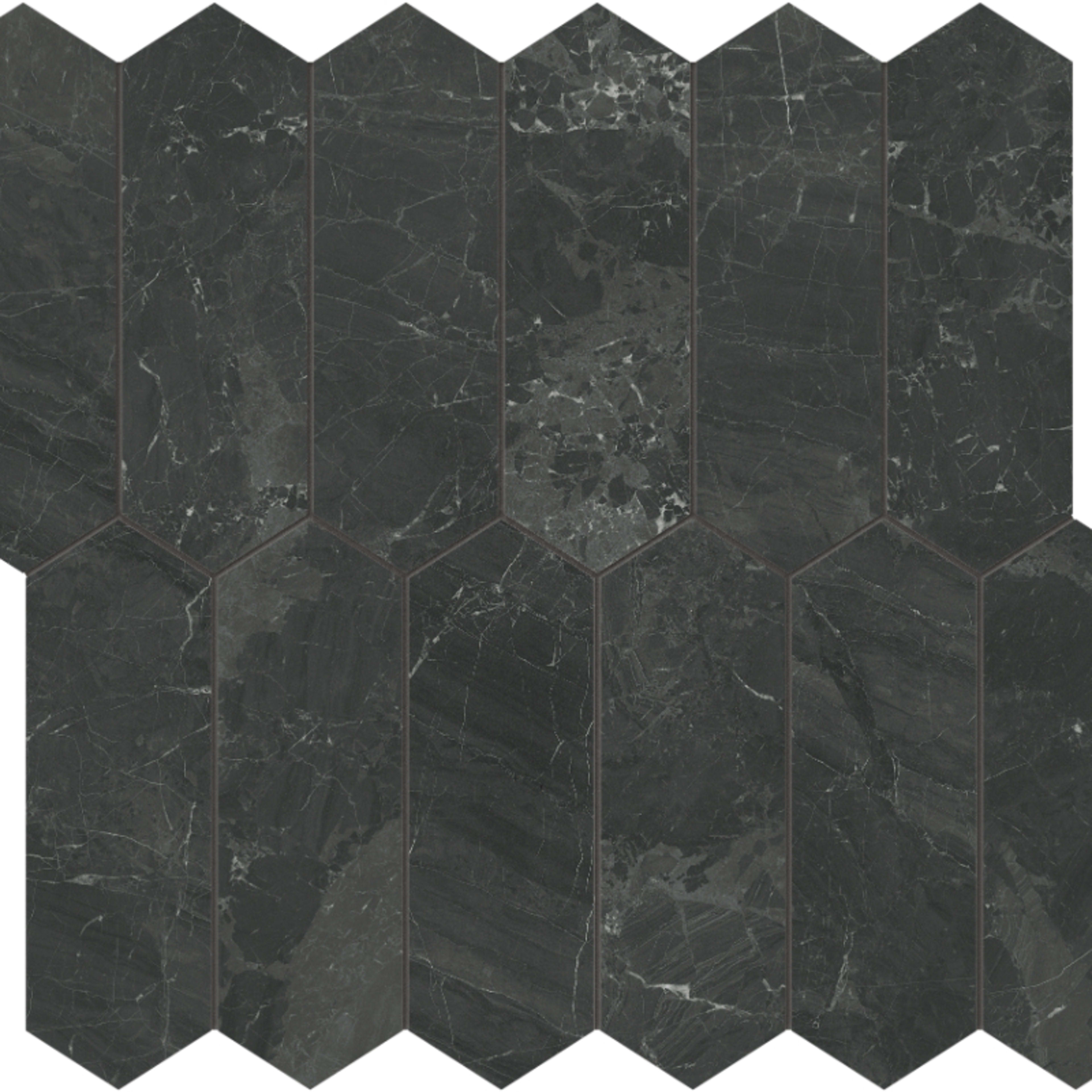 Galaxia Nero in Picket Mosaic Polished Natural Stone