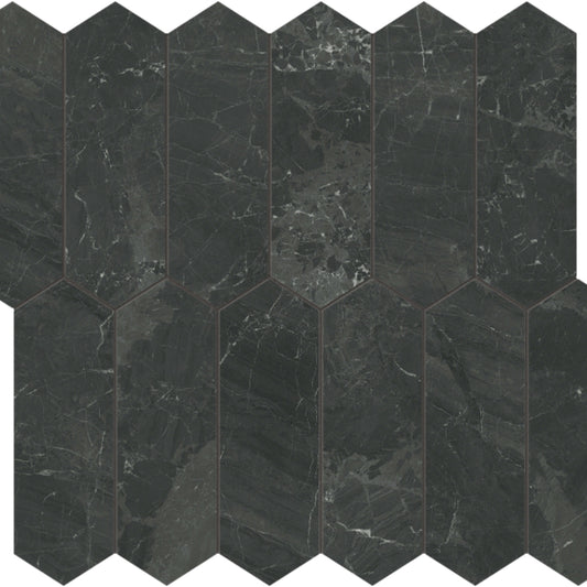 Galaxia Nero in Picket Mosaic Polished Natural Stone