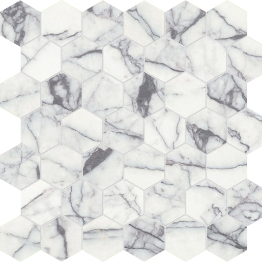 Lilac Volta in Hexagon Mosaic Honed Natural Stone