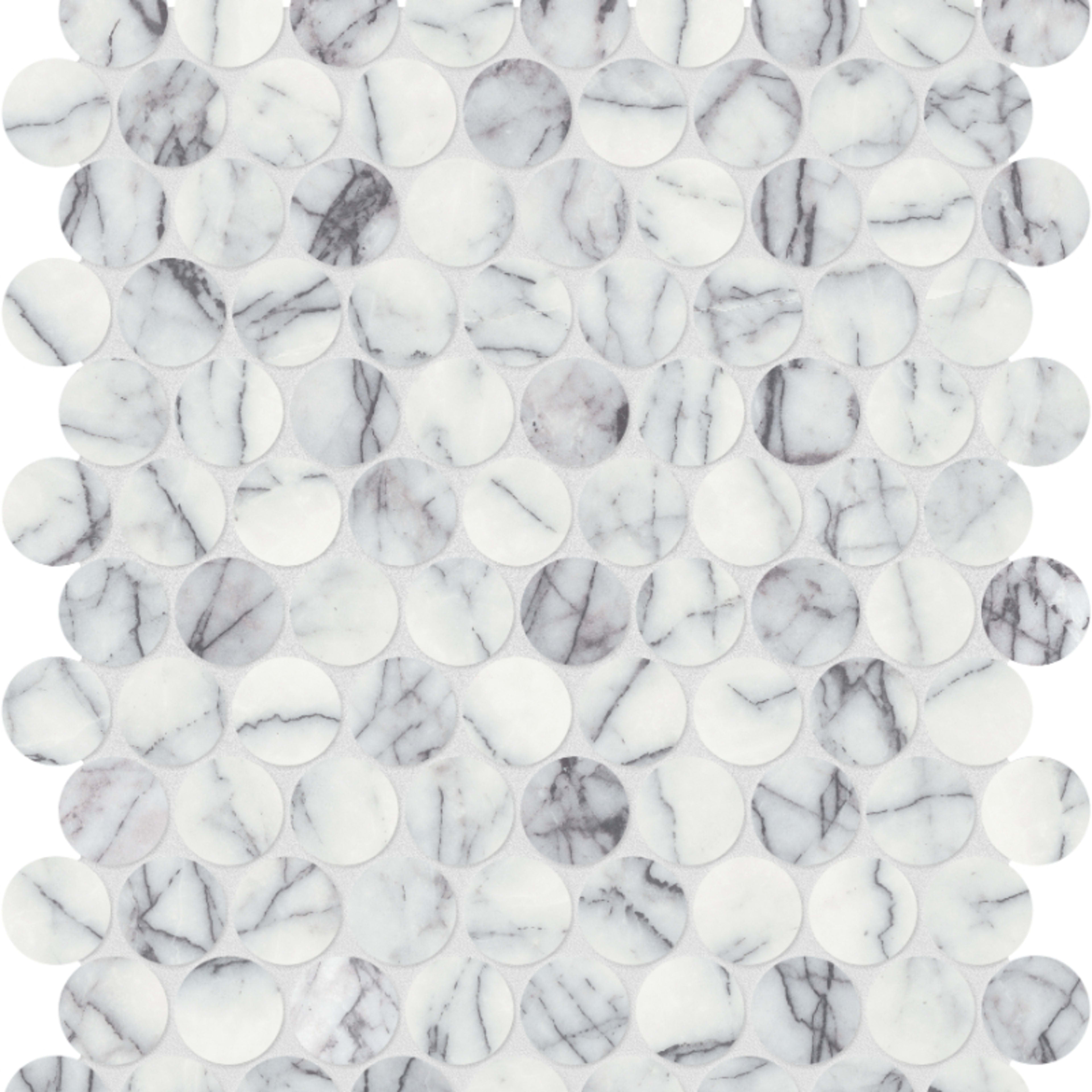 Lilac Volta in Penny Round Mosaic Honed Natural Stone