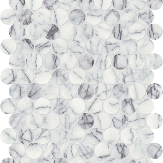 Lilac Volta in Penny Round Mosaic Honed Natural Stone