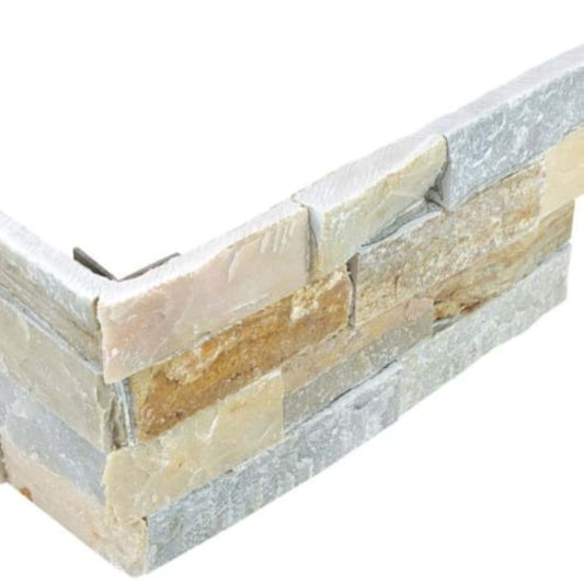 Ledger Stone in Beachwalk 6x18 Assembled Corner Natural Stone