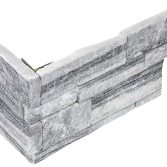 Ledger Stone in Nordic Crystal 6x18 Assembled Corner Natural Stone