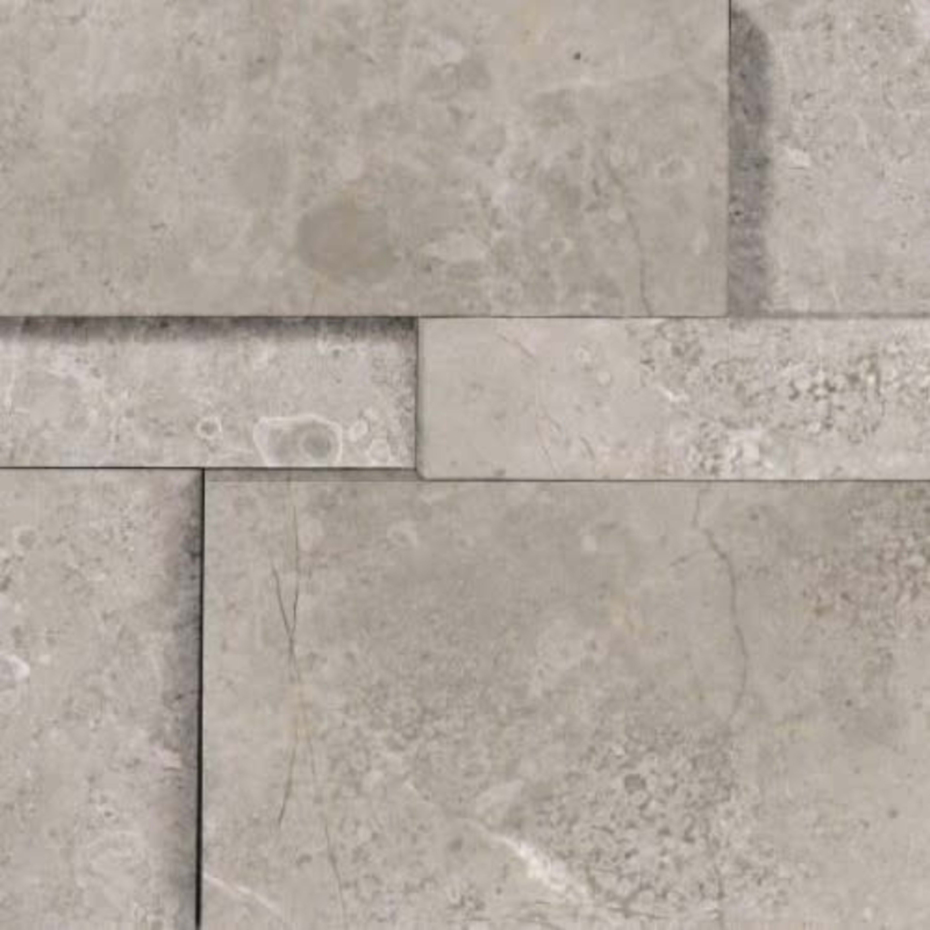Ritz Gray in Honed Cubics 6x24 Wall Panels Natural Stone
