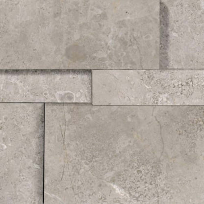 Splitface & Cubics in Ritz Gray 6x24 Cubic Wall Panels Honed Natural Stone