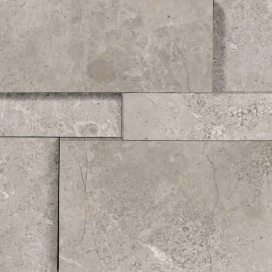 Splitface & Cubics in Ritz Gray 6x24 Cubic Wall Panels Honed Natural Stone