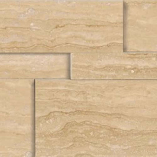 Splitface & Cubics in Siena Avorio Veincut 6x24 Cubic Wall Panels Honed Natural Stone