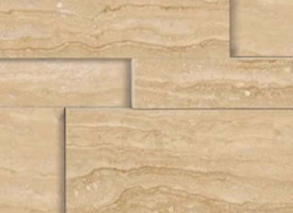 Splitface & Cubics in Siena Avorio Veincut 6x24 Cubic Wall Panels Honed