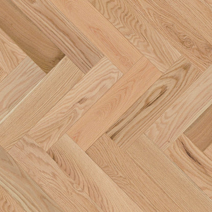 Natural - Duramatt in Red Oak - 5" Exclusive Brushed Herringbone Hardwood