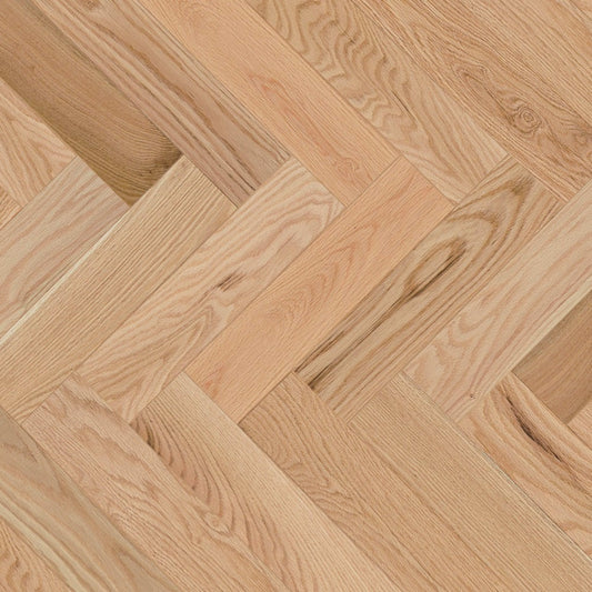 Natural - Duramatt in Red Oak - 5" Exclusive Brushed Herringbone Hardwood
