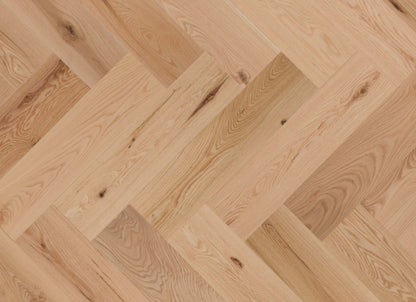 Natural - Duramatt in Red Oak - 5" Character Brushed Herringbone