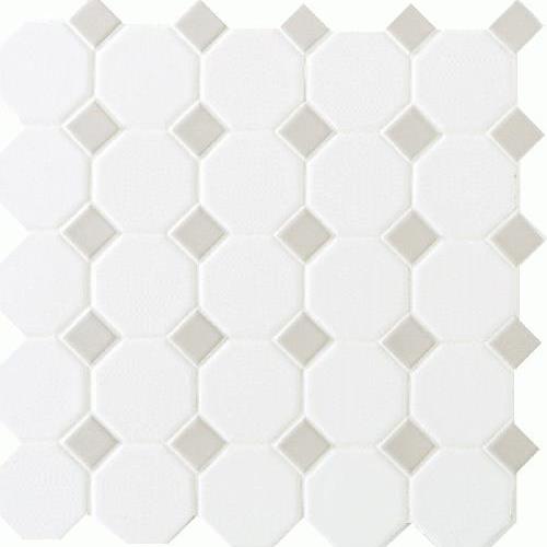 Octagon & Dot in Matte White With 44 Gray Gloss Dot 2x2