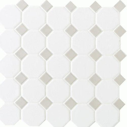 Octagon & Dot in Matte White With 44 Gray Gloss Dot 2x2