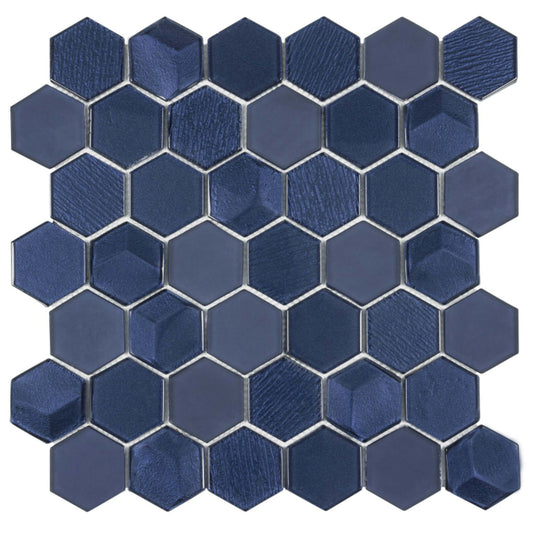 Monet Magic in Marina Hex Glass Tile