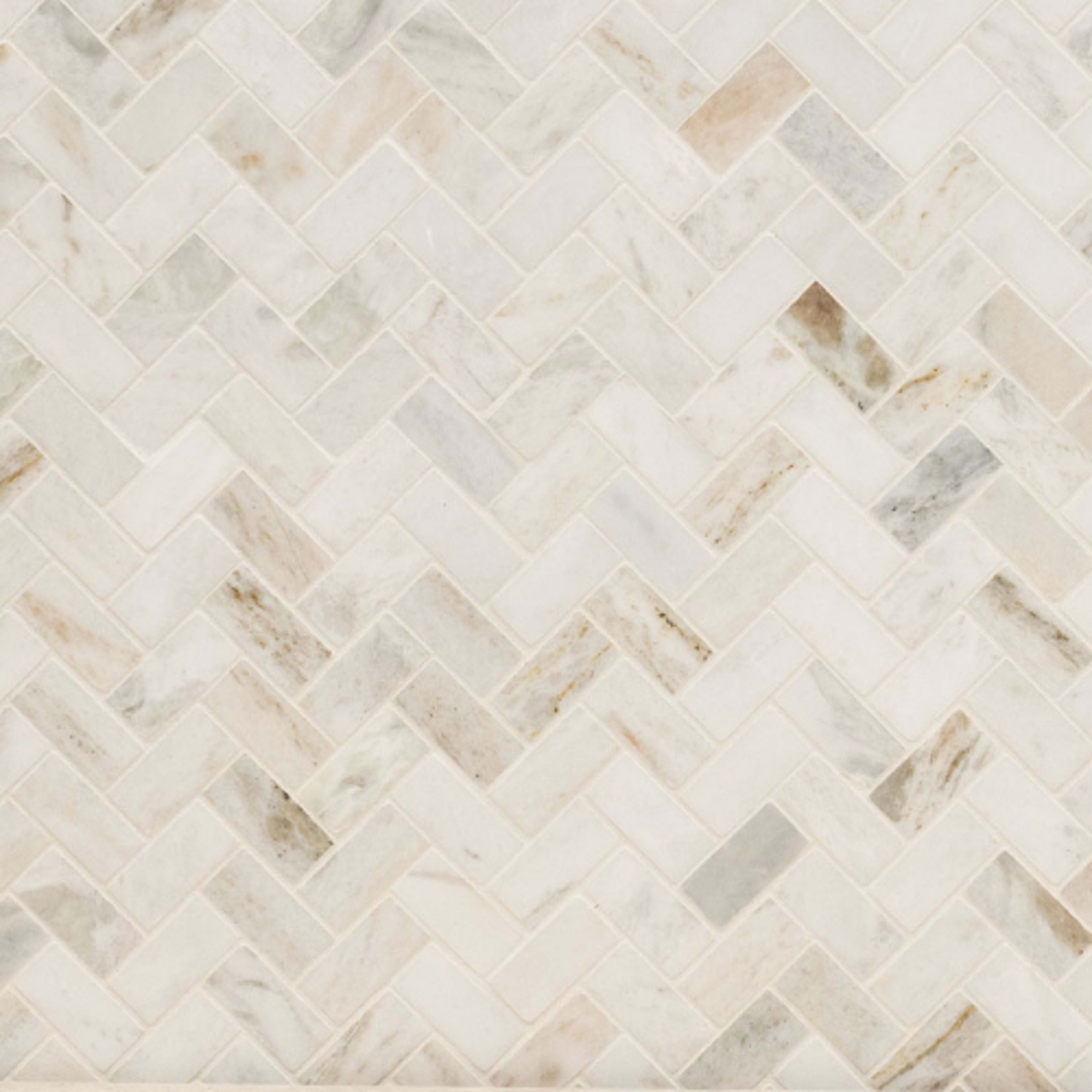 Arabescato Venato White in Arabescato Venato White 1x2 Herringbone Honed Natural Stone