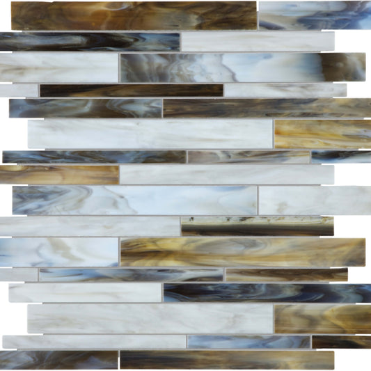 Baroque in Corallo Random Strip Mosaic Glass Tile